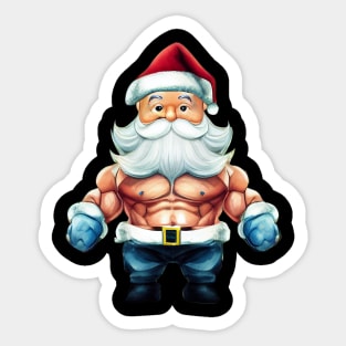 Fitness Santa Christmas Sticker